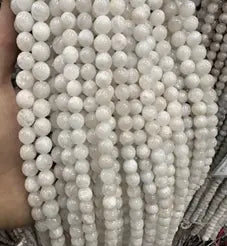 Natural Gemstone Loose Beads Necklace - white moonstone - NO.143 ABC Jewelries